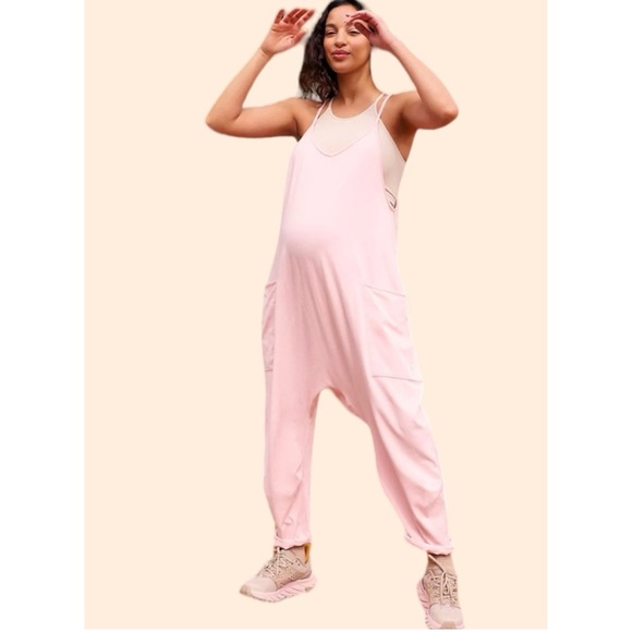 Free People FP Movement x Hatch Hot Shot Maternity Onesie Sepia Rose Pink Size L - Picture 4 of 8